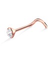 4mm. Bezel Set Rhinestone Silver Curved Nose Stud NSKB-14